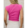 image:imageSidefeel Womens Tops Casual Crewneck Cap Sleeve Tops Ribbed Raw Hem Summer T Shirts Slim Fit Basic Tees BlousesHot Pink