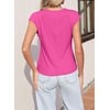 image:imageSidefeel Womens Tops Casual Crewneck Cap Sleeve Tops Ribbed Raw Hem Summer T Shirts Slim Fit Basic Tees BlousesHot Pink