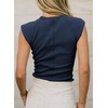 image:imageSidefeel Womens Tops Casual Crewneck Cap Sleeve Tops Ribbed Raw Hem Summer T Shirts Slim Fit Basic Tees BlousesNavy Blue
