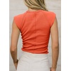 image:imageSidefeel Womens Tops Casual Crewneck Cap Sleeve Tops Ribbed Raw Hem Summer T Shirts Slim Fit Basic Tees BlousesOrange