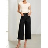 image:imageSidefeel Womens Wide Leg Baggy Capri Jeans High Waisted Straight Leg Stretchy Raw Hem Cropped Denim Pants with PocketsBlack