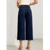 image:imageSidefeel Womens Wide Leg Baggy Capri Jeans High Waisted Straight Leg Stretchy Raw Hem Cropped Denim Pants with PocketsBluing