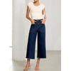 image:imageSidefeel Womens Wide Leg Baggy Capri Jeans High Waisted Straight Leg Stretchy Raw Hem Cropped Denim Pants with PocketsBluing