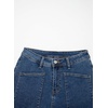 image:imageSidefeel Womens Wide Leg Baggy Capri Jeans High Waisted Straight Leg Stretchy Raw Hem Cropped Denim Pants with PocketsDark Blue