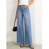 image:imageSidefeel Womens Wide Leg Baggy Jeans High Waisted Tummy Control Stretchy Loose Fit Ankle Denim JeansIceland Blue