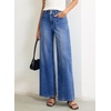 image:imageSidefeel Womens Wide Leg Baggy Jeans High Waisted Tummy Control Stretchy Loose Fit Ankle Denim JeansLight Blue