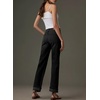 image:imageSidefeel Womens Wide Leg Cuffed Jeans High Waisted Baggy Stretchy Denim Pants with PocketsBlack