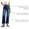 image:imageSidefeel Womens Wide Leg Cuffed Jeans High Waisted Baggy Stretchy Denim Pants with PocketsBluing