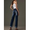 image:imageSidefeel Womens Wide Leg Cuffed Jeans High Waisted Baggy Stretchy Denim Pants with PocketsBluing