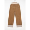 image:imageSidefeel Womens Wide Leg Cuffed Jeans High Waisted Baggy Stretchy Denim Pants with PocketsBrown