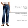 image:imageSidefeel Womens Wide Leg Cuffed Jeans High Waisted Baggy Stretchy Denim Pants with PocketsDark Blue