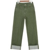 image:imageSidefeel Womens Wide Leg Cuffed Jeans High Waisted Baggy Stretchy Denim Pants with PocketsGreen