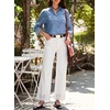 image:imageSidefeel Womens Wide Leg Embroidered Jeans High Waisted Stretchy Straight Leg Loose Fit Ankle Denim PantsWhite