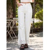 image:imageSidefeel Womens Wide Leg Embroidered Jeans High Waisted Stretchy Straight Leg Loose Fit Ankle Denim PantsWhite
