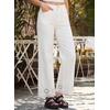 image:imageSidefeel Womens Wide Leg Embroidered Jeans High Waisted Stretchy Straight Leg Loose Fit Ankle Denim PantsWhite
