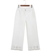 image:imageSidefeel Womens Wide Leg Embroidered Jeans High Waisted Stretchy Straight Leg Loose Fit Ankle Denim PantsWhite