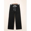 image:imageSidefeel Womens Wide Leg Jeans Baggy High Waisted Stretchy Trendy Front Seam Drawstring Denim Sweatpants with Slant PocketsBlack