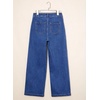 image:imageSidefeel Womens Wide Leg Jeans Baggy High Waisted Stretchy Trendy Front Seam Drawstring Denim Sweatpants with Slant PocketsDark Blue