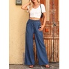 image:imageSidefeel Womens Wide Leg Jeans High Waisted 2025 Summer Drawstring Denim Pants Blue Size 4 Tall