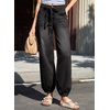 image:imageSidefeel Womens Wide Leg Jeans High Waisted Drawstring Baggy Stretchy Trendy Harem Loose Ankle Denim PantsBlack