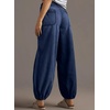 image:imageSidefeel Womens Wide Leg Jeans High Waisted Drawstring Baggy Stretchy Trendy Harem Loose Ankle Denim PantsDark Blue