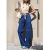 image:imageSidefeel Womens Wide Leg Jeans High Waisted Elastic Stretchy Trendy Drawstring Baggy Pull On Denim Pants with Oversized FitBlue