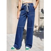image:imageSidefeel Womens Wide Leg Jeans High Waisted Elastic Stretchy Trendy Drawstring Baggy Pull On Denim Pants with Oversized FitBlue