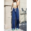 image:imageSidefeel Womens Wide Leg Jeans High Waisted Elastic Stretchy Trendy Drawstring Baggy Pull On Denim Pants with Oversized FitBlue