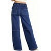image:imageSidefeel Womens Wide Leg Jeans High Waisted Elastic Stretchy Trendy Drawstring Baggy Pull On Denim Pants with Oversized FitDark Blue