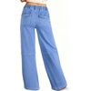 image:imageSidefeel Womens Wide Leg Jeans High Waisted Elastic Stretchy Trendy Drawstring Baggy Pull On Denim Pants with Oversized FitIceland Blue