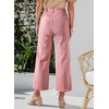 image:imageSidefeel Womens Wide Leg Jeans High Waisted Straight Leg Jeans Buttoned Loose Stretchy Denim Pants with Pocket Peach Blossom Size 16 Short