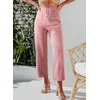 image:imageSidefeel Womens Wide Leg Jeans High Waisted Straight Leg Jeans Buttoned Loose Stretchy Denim Pants with Pocket Peach Blossom Size 16 Short