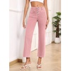 image:imageSidefeel Womens Wide Leg Jeans High Waisted Straight Leg Jeans Buttoned Loose Stretchy Denim Pants with Pocket Peach Blossom Size 18 Long