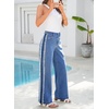 image:imageSidefeel Womens Wide Leg Jeans High Waisted Straight Leg Stretchy Patchwork Side Panel Denim Pants with PocketsDark Blue
