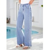 image:imageSidefeel Womens Wide Leg Jeans High Waisted Straight Leg Stretchy Patchwork Side Panel Denim Pants with PocketsIceland Blue