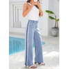 image:imageSidefeel Womens Wide Leg Jeans High Waisted Straight Leg Stretchy Patchwork Side Panel Denim Pants with PocketsIceland Blue