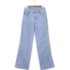 image:imageSidefeel Womens Wide Leg Jeans High Waisted Straight Leg Stretchy Patchwork Side Panel Denim Pants with PocketsIceland Blue