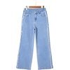 image:imageSidefeel Womens Wide Leg Jeans High Waisted Straight Leg Stretchy Patchwork Side Panel Denim Pants with PocketsLight Blue