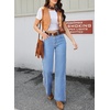 image:imageSidefeel Womens Wide Leg Jeans High Waisted Straight Leg Stretchy Patchwork Side Panel Denim Pants with PocketsLight Blue
