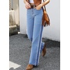 image:imageSidefeel Womens Wide Leg Jeans High Waisted Straight Leg Stretchy Patchwork Side Panel Denim Pants with PocketsLight Blue