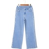 image:imageSidefeel Womens Wide Leg Jeans High Waisted Straight Leg Stretchy Patchwork Side Panel Denim Pants with PocketsLight Blue