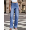 image:imageSidefeel Womens Wide Leg Jeans High Waisted Stretchy Baggy Boyfriend Denim PantsBlue