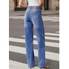 image:imageSidefeel Womens Wide Leg Jeans High Waisted Stretchy Baggy Boyfriend Denim PantsBlue