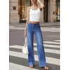 image:imageSidefeel Womens Wide Leg Jeans High Waisted Stretchy Baggy Boyfriend Denim PantsDark Blue
