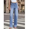image:imageSidefeel Womens Wide Leg Jeans High Waisted Stretchy Baggy Boyfriend Denim PantsLight Blue
