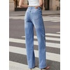 image:imageSidefeel Womens Wide Leg Jeans High Waisted Stretchy Baggy Boyfriend Denim PantsLight Blue