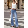 image:imageSidefeel Womens Wide Leg Jeans High Waisted Stretchy Baggy Boyfriend Denim PantsLight Blue