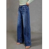 image:imageSidefeel Womens Wide Leg Jeans High Waisted Stretchy Baggy Denim PantsDark Blue