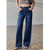 image:imageSidefeel Womens Wide Leg Jeans High Waisted Stretchy Baggy Denim PantsDark Blue