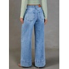 image:imageSidefeel Womens Wide Leg Jeans High Waisted Stretchy Baggy Denim PantsLight Blue